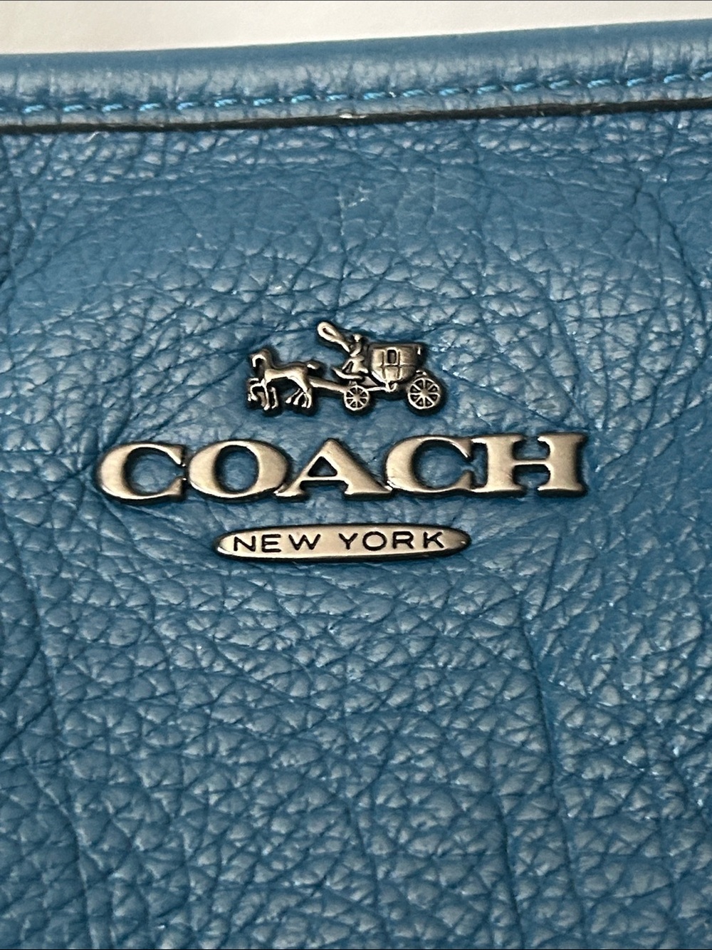 Coach Deep Blue Large Mickie Grain Leather Handbag Tote Purse 🌸🌸 - Picture 6 of 16